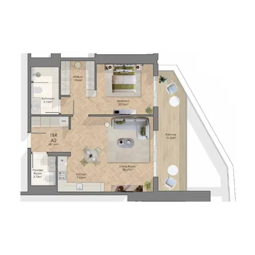 Midora Residences в JVC - Планы этажей: 1 спальня