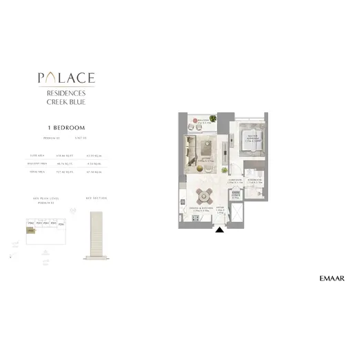 Palace Residences Creek Blue - Планы этажей: 1 спальня