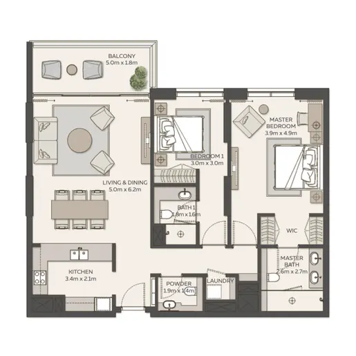 Sky Residences - Floor plans: 2 Bedrooms