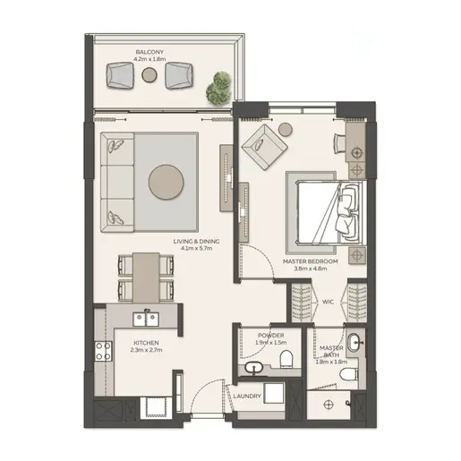 Sky Residences - Floor plans: 1 Bedroom