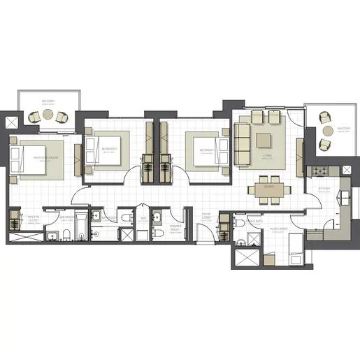 Topaz Residences - Floor plans: 3 Bedrooms