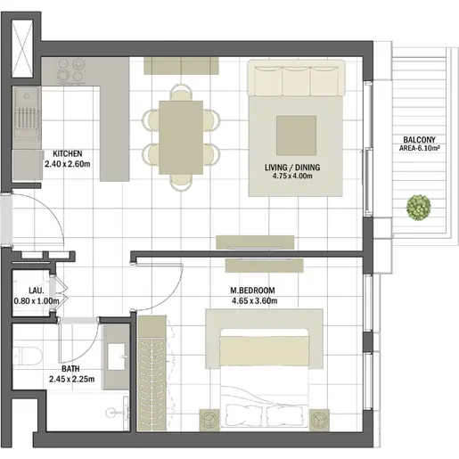 Anbar Residences - Floor plans: 1 Bedroom
