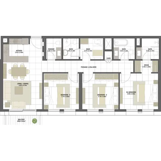 Anbar Residences - Floor plans: 3 Bedrooms