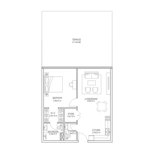 The Place - Floor plans: 1 Bedroom
