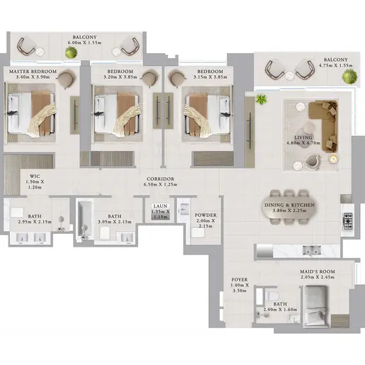 ARLO - Floor plans: 3 Bedrooms