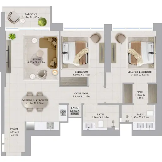ARLO - Floor plans: 2 Bedrooms
