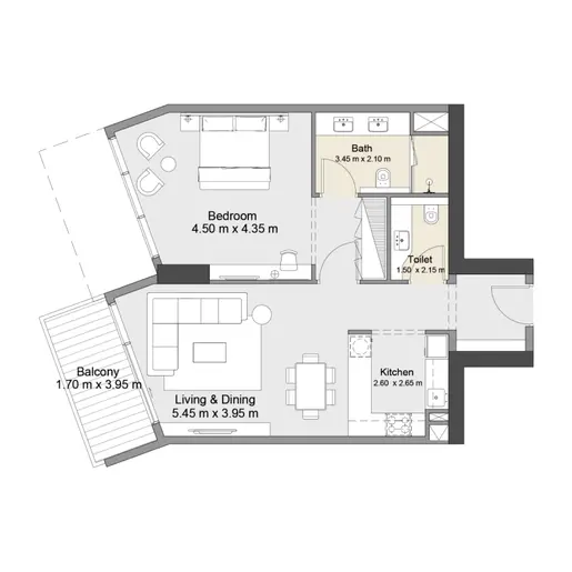 Azura Residences  - Floor plans: 1 Bedroom