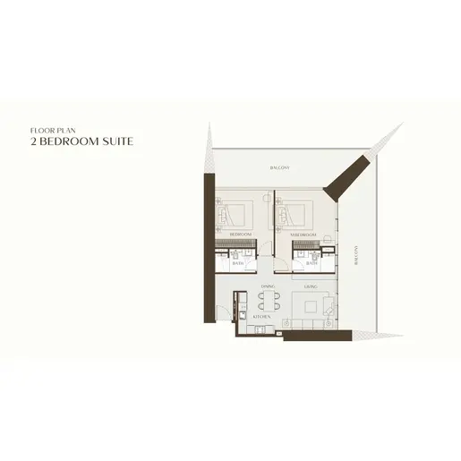 One by Binghatti  - Floor plans: 2 Bedrooms
