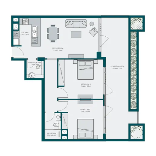 Parkwoods Residence - Floor plans: 2 Bedrooms