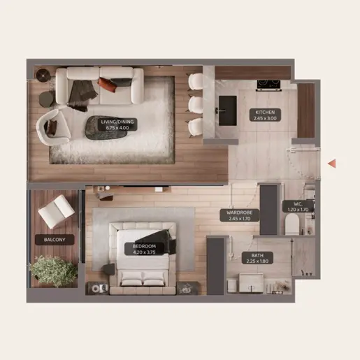 Urban Life - Floor plans: 1 Bedroom