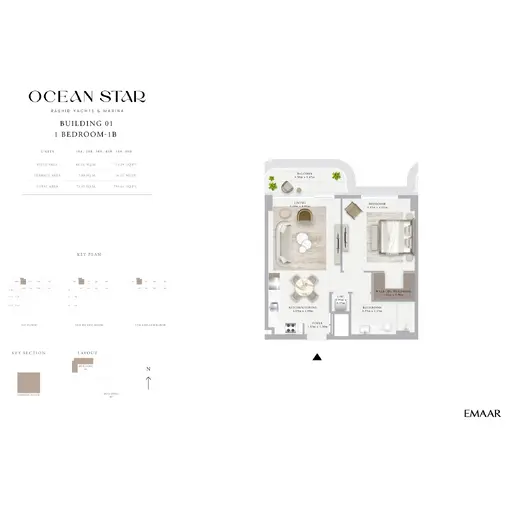 Ocean Star - Floor plans: 1 Bedroom