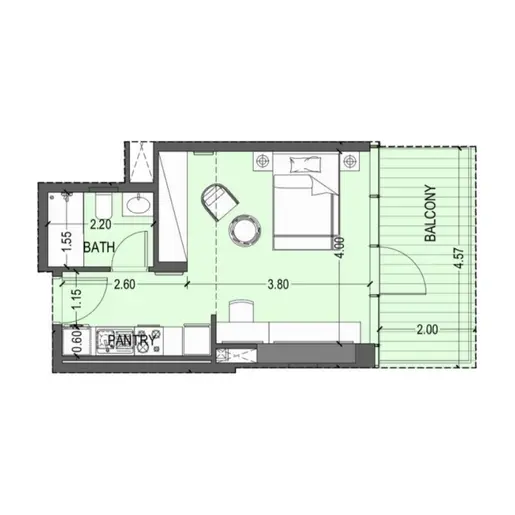 Violet Tower  - Floor plans: Studio