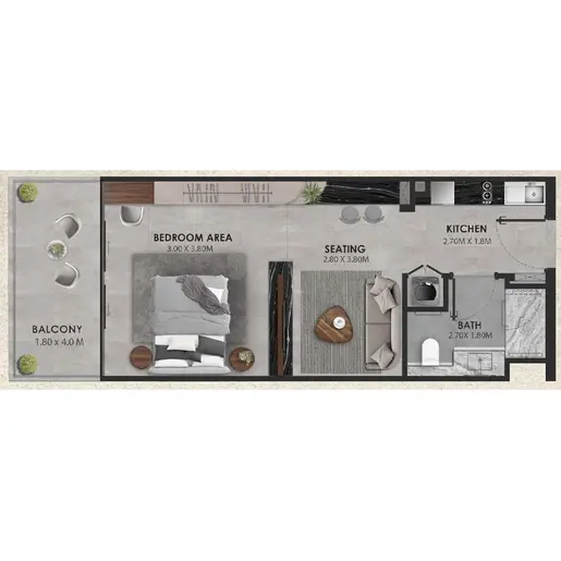 Aveline Residences - Floor plans: Studio