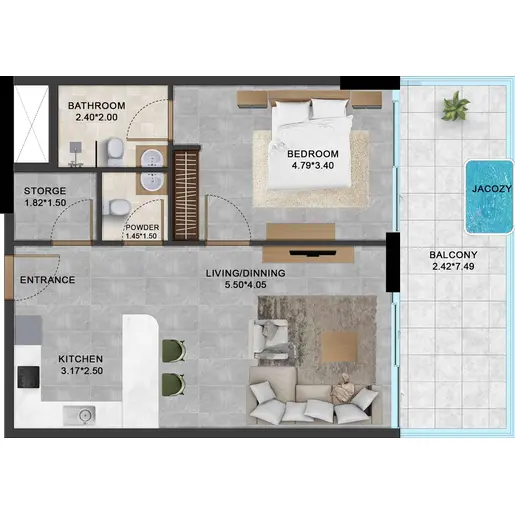 Alta by Meteora - Floor plans: 1 Bedroom