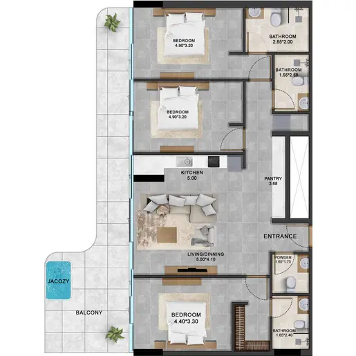 Alta by Meteora - Floor plans: 3 Bedrooms