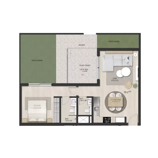 The Sustainable City - Floor plans: 1 Bedroom
