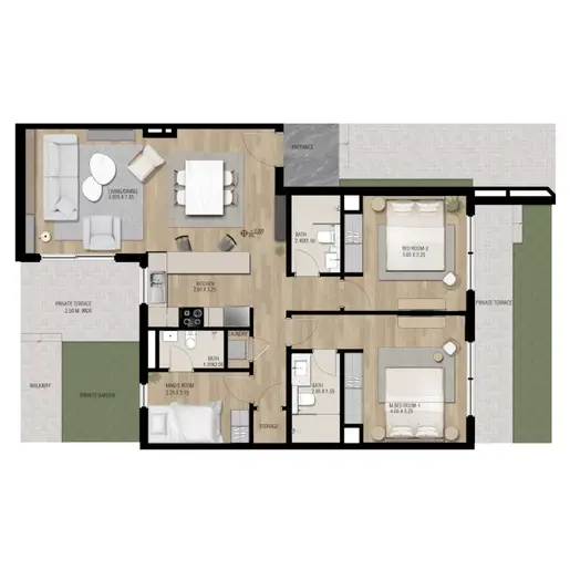 The Sustainable City - Floor plans: 2 Bedrooms