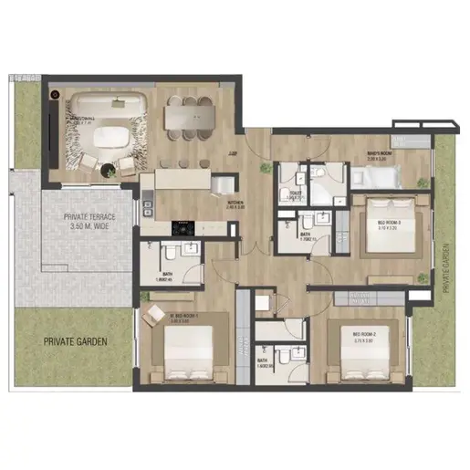 The Sustainable City - Floor plans: 3 Bedrooms