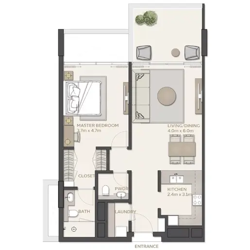 Mangrove Residences - Floor plans: 1 Bedroom