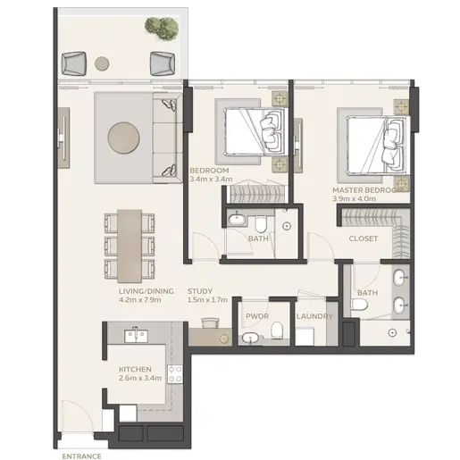 Mangrove Residences - Floor plans: 2 Bedrooms