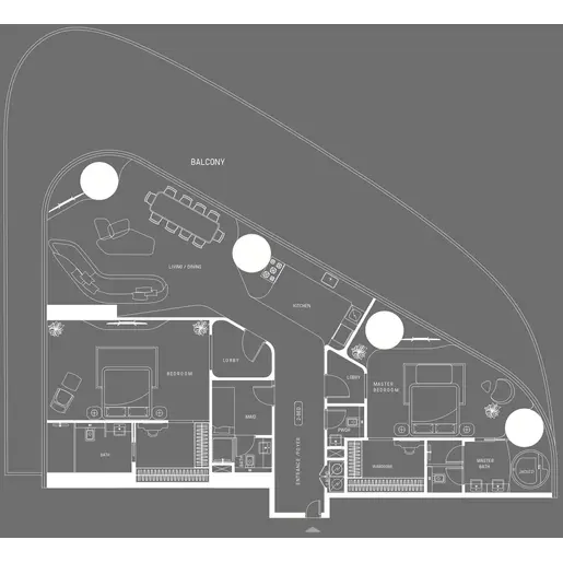 Bugatti Residences - Floor plans: 2 Bedrooms