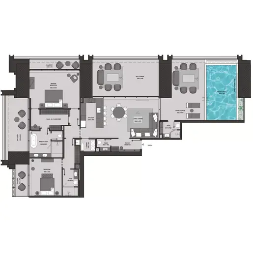 Burj Binghatti Jacob & Co Residences - Floor plans: 2 Bedrooms