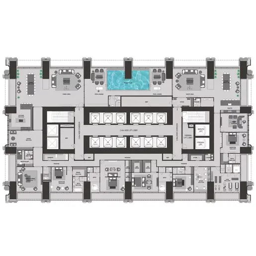 Burj Binghatti Jacob & Co Residences - Floor plans: 5 Bedrooms