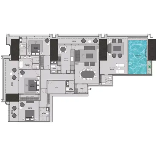Burj Binghatti Jacob & Co Residences - Floor plans: 3 Bedrooms