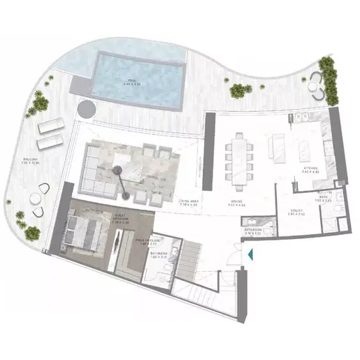 DAMAC Bay by Cavalli - Floor plans: 4 Bedrooms