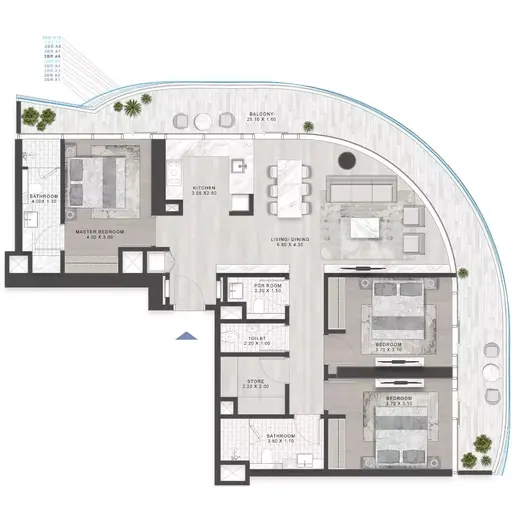 Volta - Floor plans: 3 Bedrooms