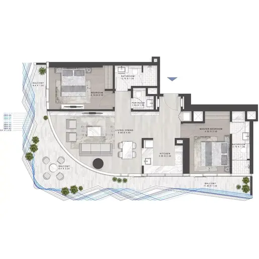 Volta - Floor plans: 2 Bedrooms